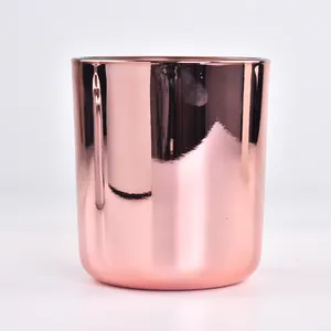 14 oz empty glass vessels for candle making, electroplating rose gold candle jar