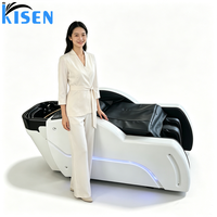 KISEN Lit de lavage de cheveux de haute qualité pour spa capillaire et massage thaïlandais, avec vapeur à circulation d'eau, mobilier de salon pour salon de coiffure