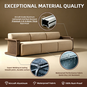 Lit <span class=keywords><strong>de</strong></span> repos d'extérieur en aluminium durable avec mousse à séchage rapide et tissu imperméable respirant pour villas, hôtels, piscines et salons <span class=keywords><strong>de</strong></span> toit - Product Image 3