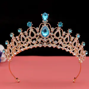 Nouveau prix usine cadeau d'anniversaire couronne 9 pierres précieuses couleurs princesse diadème