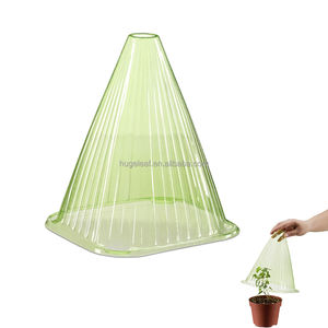 Lot de 10 protecteurs de plantes réutilisables en PVC transparent vert en forme de dôme anti-gel pour escargots et oiseaux 20x20x24cm-HUGELEAF - Product Image 1