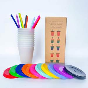 Gobelets en plastique 12 oz à changement de couleur avec couvercles et pailles, réutilisables et anti-fuite, pour café glacé, smoothies et fêtes d'enfants - Product Image 3