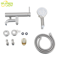Ensemble de douche SUS 304 à installation facile, mitigeur de salle de bain 2 fonctions avec jet de massage doux et effet pluie, kit robinetterie de douche