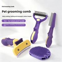 Brosse de toilettage pour animaux de compagnie, peigne démêlant pour chiens et chats, brosse lissante pour chats, outil de démêlage, brosse de bain pour animaux, en métal, plastique et TPR