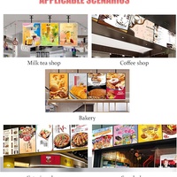 Boîte à lumière LED rectangulaire ultra-mince murale avec cadre en alliage d'aluminium noir pour affichage de menus et publicité en exposition