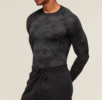 T-shirt de compression à manches longues pour homme, imprimé animalier sportif, haute qualité, séchage rapide, 200 grammes, en soie de lait, pour la gym, l'entraînement et la course à pied