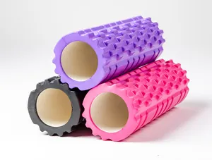 2022 ad alta densità muscle fitness massage foam camo column roller logo personalizzato hollow yoga back eva foam roller per l'esercizio