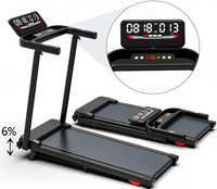 Tapis Roulant Elettrico Pieghevole FRS con Display LCD Intelligente, Inclinazione Automatica e Motore Silenzioso da 2.5HP per Uso Domestico e Commerciale