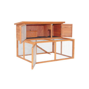 Clapier à lapin en bois à 2 maisons principales avec course, cage à toit ouvert pour petits animaux - Product Image 2