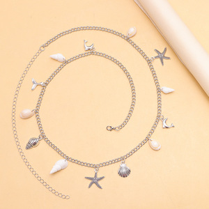 จี้เปลือกปลาดาวสีขาว สายคาดเอวประดับมุกเทียม เครื่องประดับปาร์ตี้ริมชายหาด สไตล์โบฮีเมียน แบบเส้นเดียว - Product Image 4