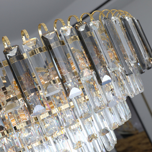 Lustre rond en cristal doré E27 LED 2700K Lumière blanche chaude pour salon salle à manger - Product Image 6