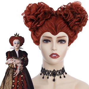 Queen Winifred Halloween Carnival peluca <span class=keywords><strong>mujer</strong></span> corto rizado rojo en forma <span class=keywords><strong>de</strong></span> <span class=keywords><strong>corazones</strong></span> peluca <span class=keywords><strong>para</strong></span> TV y película Cosplay peluca extraña - Product Image 2
