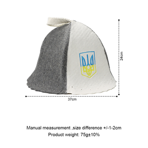 Chapeau de sauna de luxe en feutre de laine 100% avec broderie de logo personnalisé à coutures bicolores chapeau thermique de bain réutilisable réglable et doux - Product Image 3