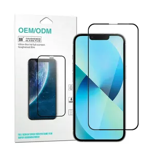 Pelindung Layar Kemasan Kertas Kaca Tempered, Lem Penuh 3D untuk Iphone 13 Pro Max 5.4 "6.1" 6.7"