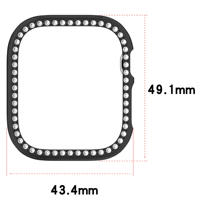 Boîtier de montre PC creux à une rangée de diamants pour Apple Watch S12 43mm 47mm, coque de protection antichoc, accessoire pour montre connectée
