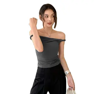 Hot Selling Women's Basic T Shirt Top Custom Logo Solid Color Slim Long Sleeve Casual Basic Tank Top