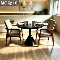 Personnalisation OEM ODM, table ronde pliable, chaises de salle à manger en bois massif recouvertes de tissu en cuir, ensemble pour restaurant, bar