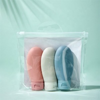 Tubes de voyage compressibles en plastique PE de 60 ml, étanches, avec bouchon à clapet, kit de contenants pour produits de toilette, conditionneur, shampoing, lotion