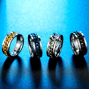 Retro men's hip-hop style domineering bottle-opening <b>chain</b> <b>titanium</b> steel ring, unique and fashionable punk jewelry, wholesale f - Product Image 2