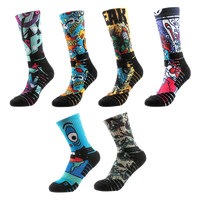 V & J Fashion Character Digital Imprimé 3d Basketball Chaussettes Hommes Designer Impression Personnalisée Sublimation Sport Chaussettes