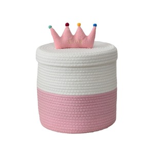 Pink Crown Storage <b>Basket</b> Round Large Capacity Durable Clothing Organizer Laundry <b>Basket</b> - Product Image 5