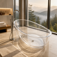 Baignoire autoportante en PC transparent, baignoire en plastique transparente pour hôtel, maison, salle de bain