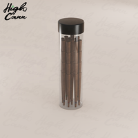 Cône brun foncé à pointe arrondie 109 mm, taille king size, avec autocollant logo personnalisé, 1g 2g, avec embout en papier, boîte en métal de 4 paquets