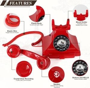 Mariage <span class=keywords><strong>simple</strong></span> rouge rotatif filaire Compact <span class=keywords><strong>Simple</strong></span> Premium téléphone <span class=keywords><strong>Audio</strong></span> <span class=keywords><strong>livre</strong></span> d'or messages de mariage Vintage <span class=keywords><strong>Audio</strong></span> <span class=keywords><strong>livre</strong></span> d'or - Product Image 3