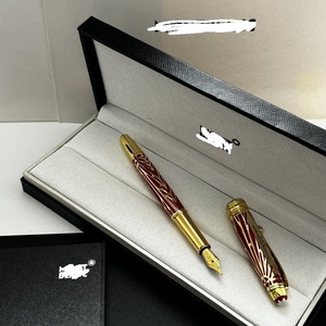 Stylo d'écriture de luxe Heritage Design deux tons or rouge stylo plume en relief boîte-cadeau - Product Image 3