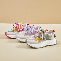 Chaussures florales tendance pour femme, baskets décontractées coréennes en toile vulcanisée à plateforme