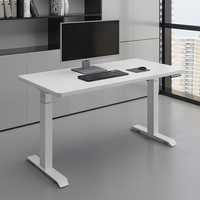 Escritorio de Oficina Ergonómico con Mecanismo de Elevación Eléctrico de un Solo Motor, Altura Ajustable, Escritorio de Computadora Blanco Ajustable para Oficina en Casa