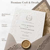 Tarjetas de Invitación de Boda de Lujo con Impresión Digital Offset en Algodón de 600 g/m², Relieve Esculpido Barroco en 3D para Planificador