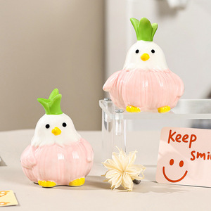 Ruijie Ceramic Garlic Bird Figurine Handmade <b>Easter</b> Office Desk Decoration Cute Cartoon Tea Pet Home <b>Ornament</b> - Product Image 2