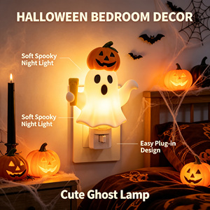 Lámpara LED de Noche con Diseño de Calabaza Fantasma de Halloween, Giratoria 360°, Luz Cálida Suave, Decoración Espeluznante para el Hogar, Regalo al por Mayor - Product Image 3