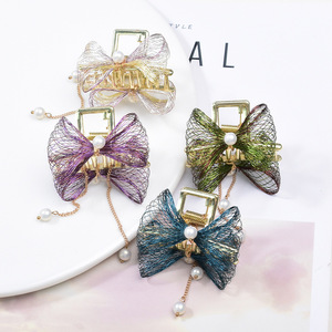 Nouveau design fantaisie assessoris glands perles maille métallique arc coréen pinces à griffes <span class=keywords><strong>pince</strong></span> à cheveux <span class=keywords><strong>crabe</strong></span> avec un grand <span class=keywords><strong>prix</strong></span> - Product Image 1