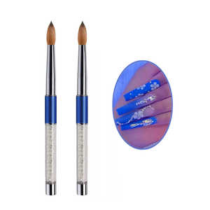 Blue Metal Handle 100% Kolinsky Sable Acrylic Nail Art Brush Size 4 6 8 10 12 Pen Manicure Salon Acrylic Powder Brush - Product Image 2