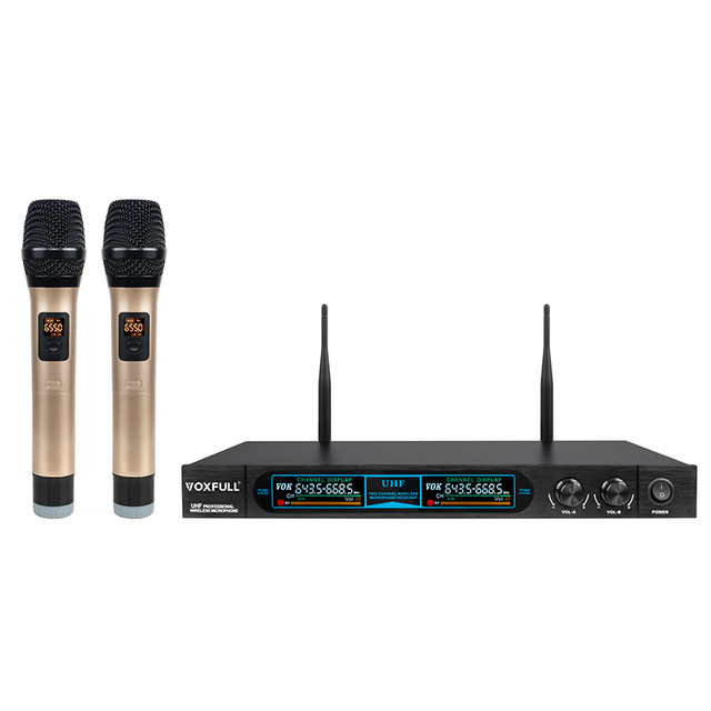 Handheld Dynamic Noise Cancelling Professional UHF Wireless Microphone System with Metal & Plastic Construction