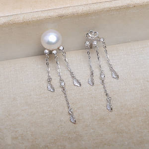 Ensemble de boucles d'oreilles pendantes en argent S925, 14 mm marbre, 15 mm perle, 13 tournesols marbrés, 14,5 argent, accessoires de mode, produit 5530 - Product Image 2