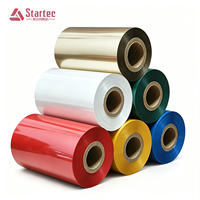Pita Transfer Termal Warna Merah Biru 33mm*500m Custom untuk Printer Label HP Printer Termal