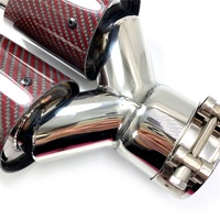 Embout de silencieux en Fiber de carbone rouge brillant pour voiture, tuyau d'échappement à Double sortie, buse de silencieux, décoration universelle, tuyau d'échappement en acier inoxydable, 1 pièce