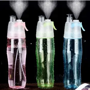 Çevre dostu çift kullanımlı Misting sprey emme plastik sprey su şişesi taşınabilir spor su şişesi