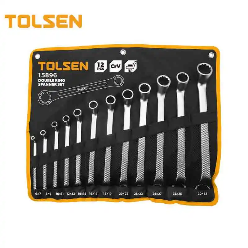 Tolsen 15896 12Pcs Dubbele Ring Combinatie Wrench Sleutels Set