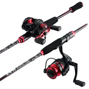 Abu garcia vara de pesca preta original, vara de pesca e carretel de carbono, 1.83m, 1.98m, 2.13m, 8kg, quebra l, ul power, vara de pesca