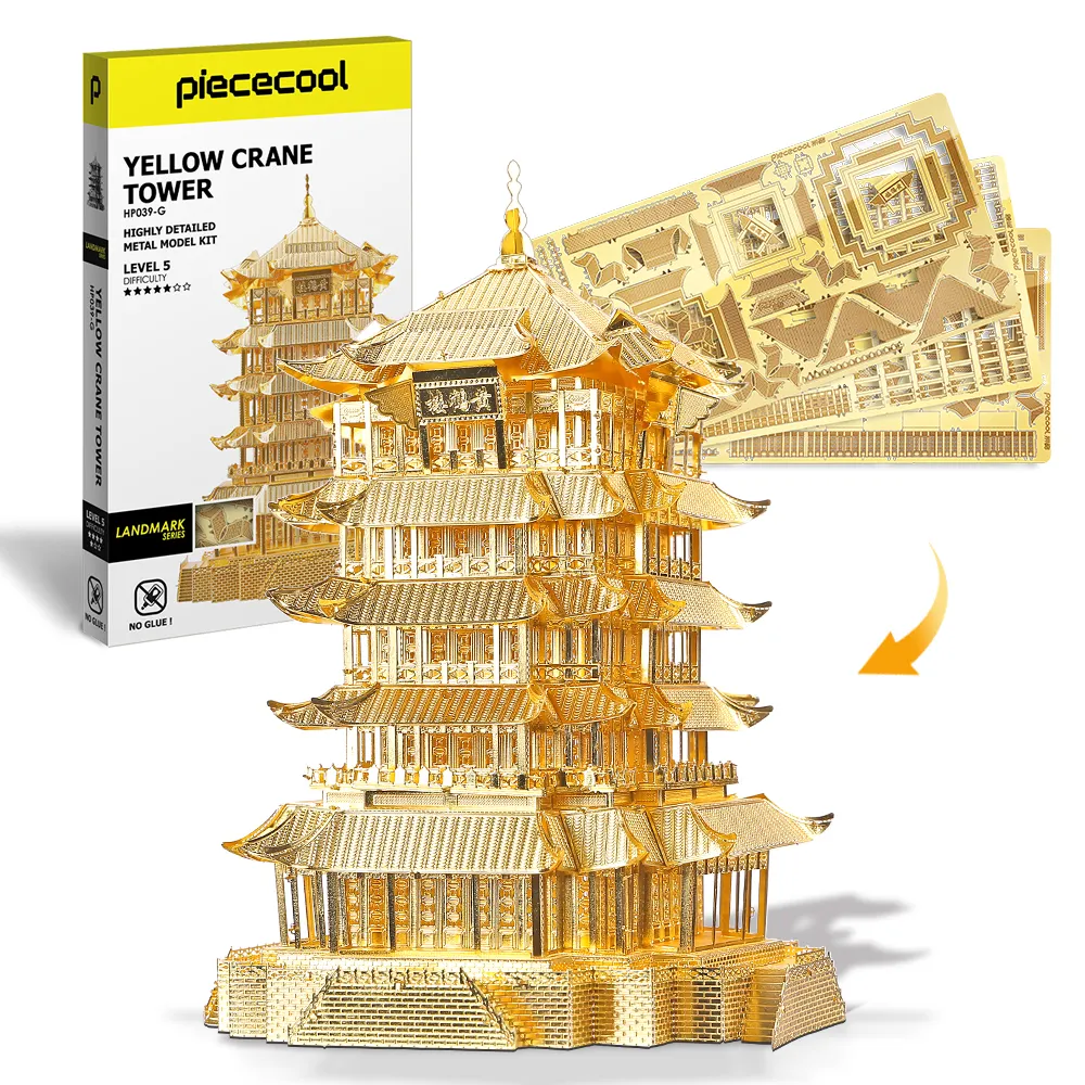 Piececool Chinese famous building YELLOW CRANE TOWER 3d jigsaw puzzle best for gifts and home decoration DIY toys