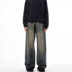 Nuevos Jeans de Primavera Lavados Estilo Americano de Cintura Baja para Hombre, Pantalones Anchos Rectos Vintage de Ajuste Holgado - Product Image 3