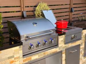 Revêtement en pierre naturelle personnalisable avec un îlot de barbecue à gaz en acier inoxydable 304 de haute qualité pour un divertissement extérieur fonctionnel - Product Image 6