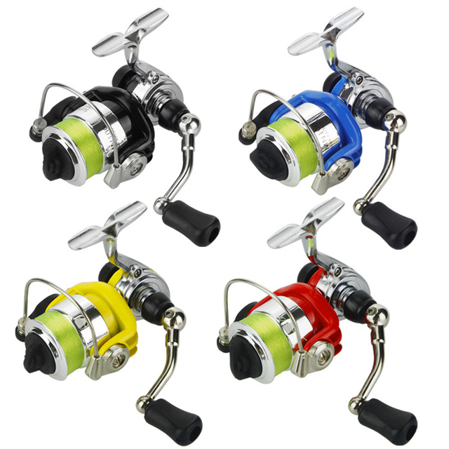 WEIHE Mini Spinning Fishing Reel 4.3:1 Gear Ratio 2+1BB 4 Colors Pesca Fishing Wheel With 50m 2# Line