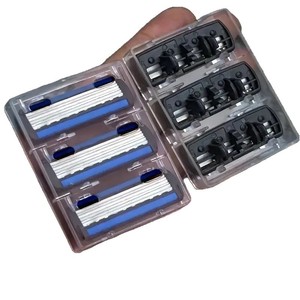 Manual <b>Razor</b> Stainless Steel Blade Replacement <b>Heads</b> For Men Face Shaving 2 Handles 24 Blades Set - Product Image 5
