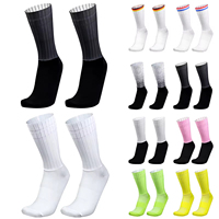 Chaussettes de Sport en Tricot Personnalisées OEM pour Hommes Jeunes, Anti-Dérapantes, Ligne Blanche en Silicone, pour Cyclisme et Course à Pied, Placement Inférieur des Chaussettes Aéro