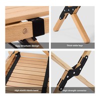 Table pliante d'extérieur en bois de hêtre massif Egg Roll KTW-366D